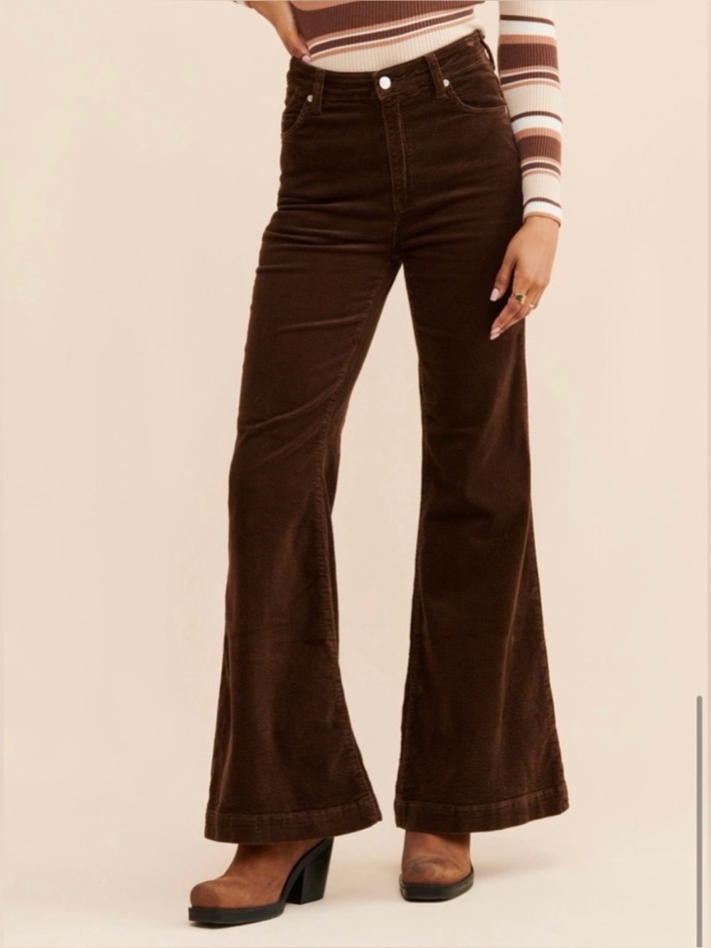 Rolla’s Eastcoast Flare Corduroy Pants in Espresso Brown